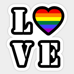 Love is Love LGBT Rainbow Flag Heart Sticker